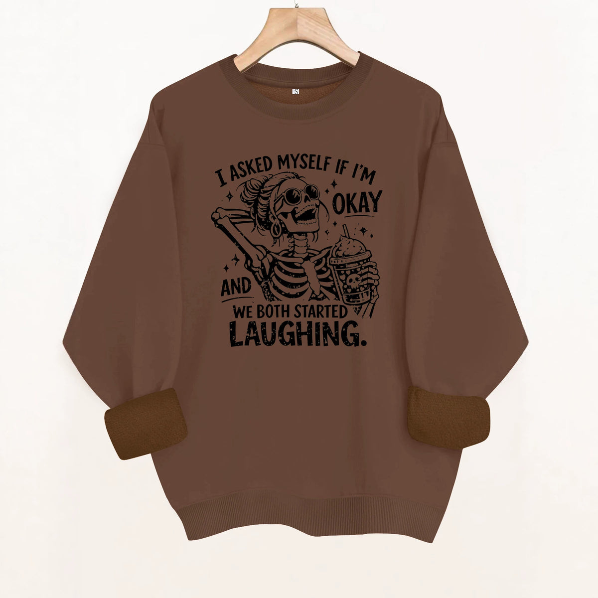 Skeleton print loose women's fleece hoodie