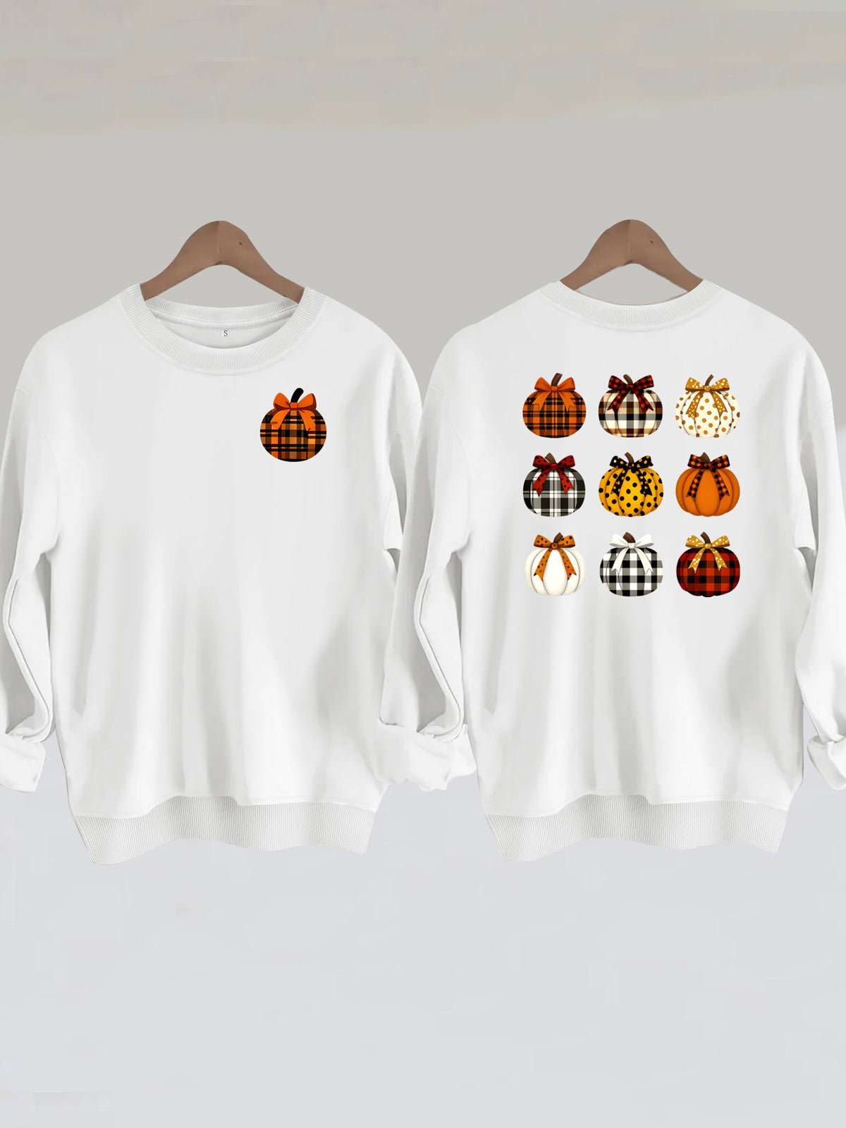 Patterned Pumpkin Front & Back Sweatshirt