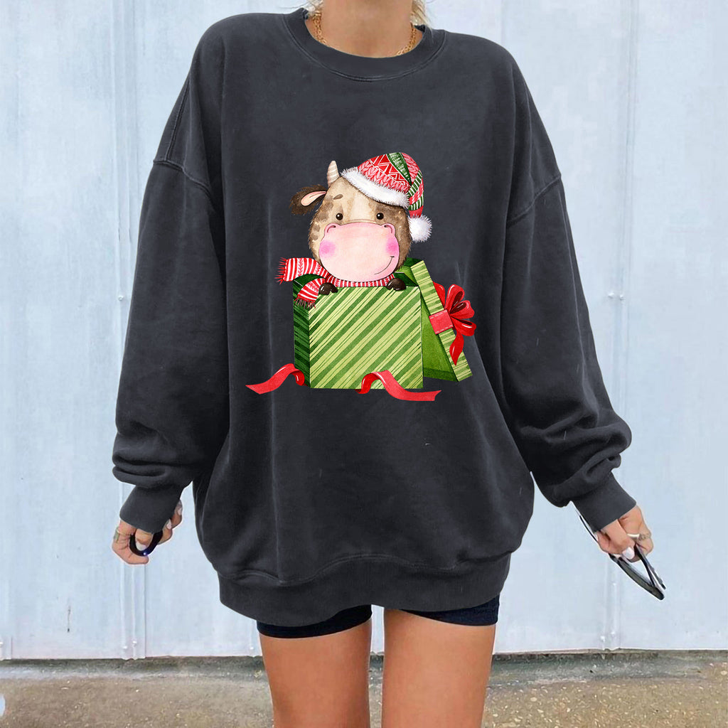Christmas Cow Gift Box Sweatshirt