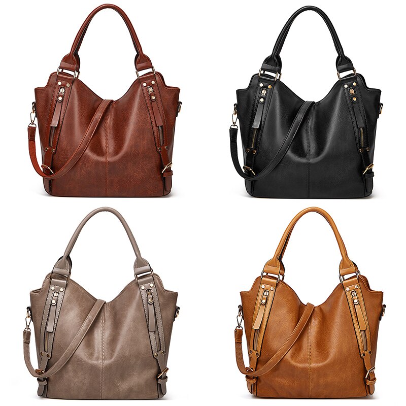 Side-Pocket PU Tote Bag