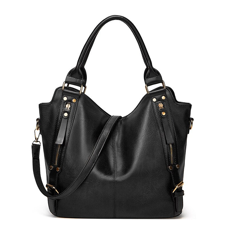 Side-Pocket PU Tote Bag