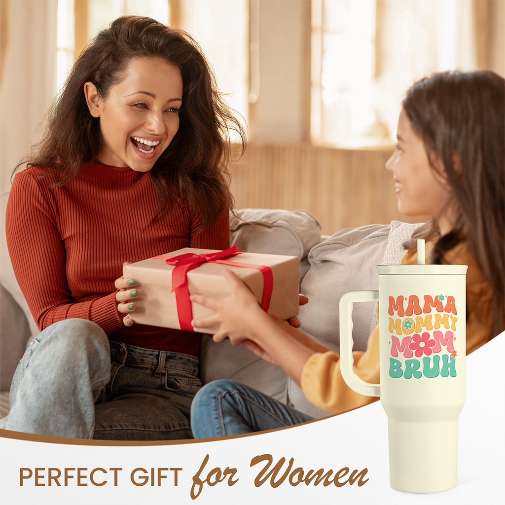 Beige Funny Mom Mama Bruh Slidemate | Slider Tumbler with Handle 40oz