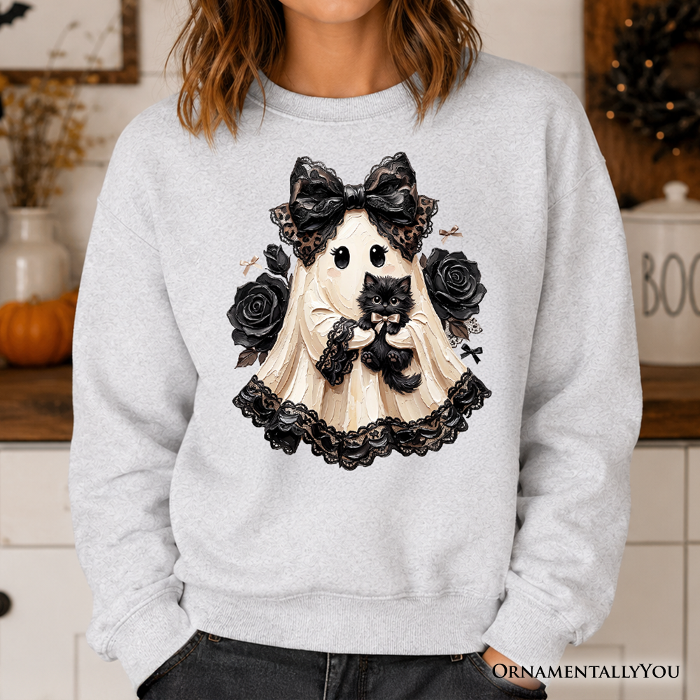 Gothic Ghost & Black Cat Sweatshirt