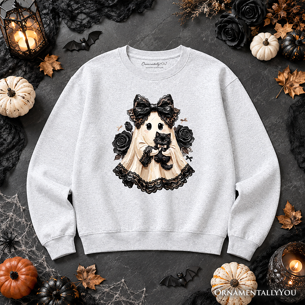 Gothic Ghost & Black Cat Sweatshirt