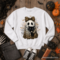 Leopard Bow Ghost & Black Cat Halloween Sweatshirt