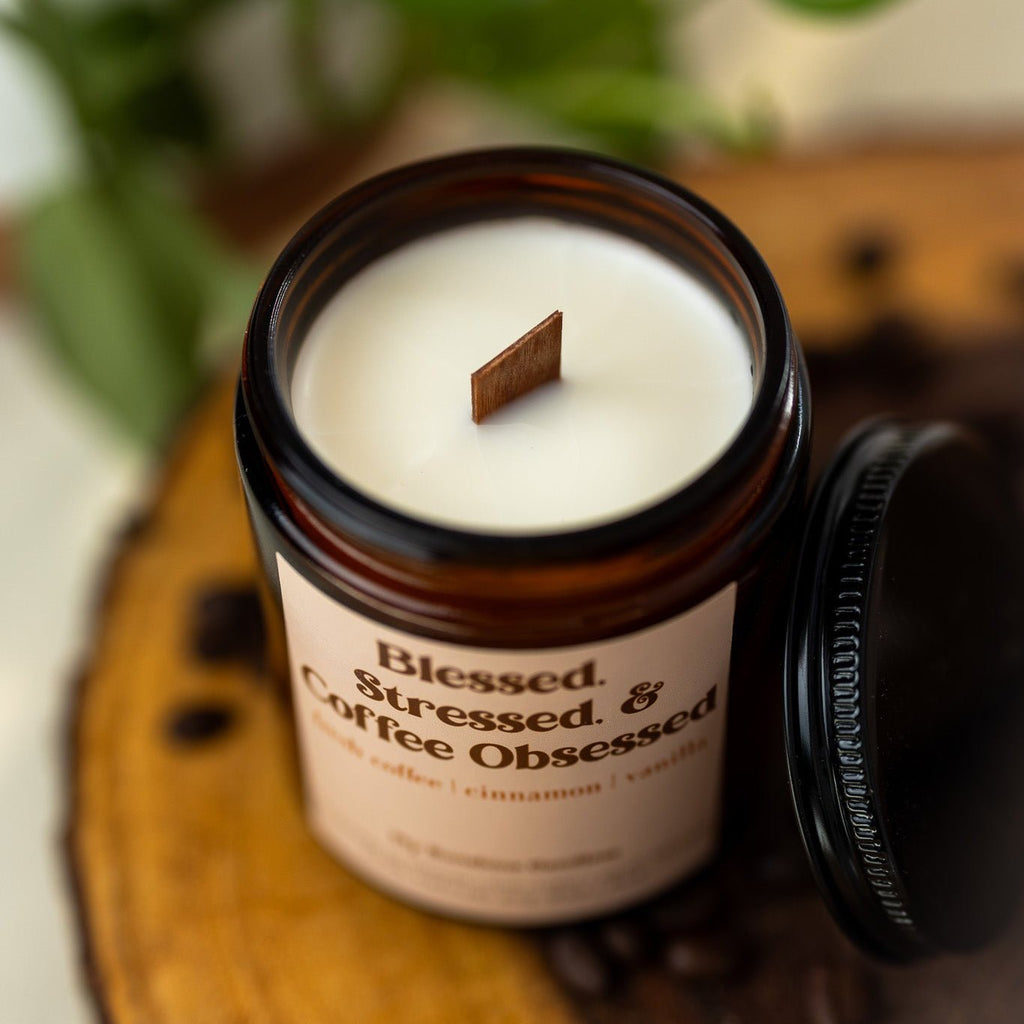 Blessed, Stressed & Coffee Obsessed Soy Candle | 8 oz