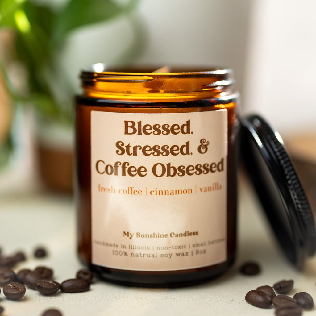 Blessed, Stressed & Coffee Obsessed Soy Candle | 8 oz