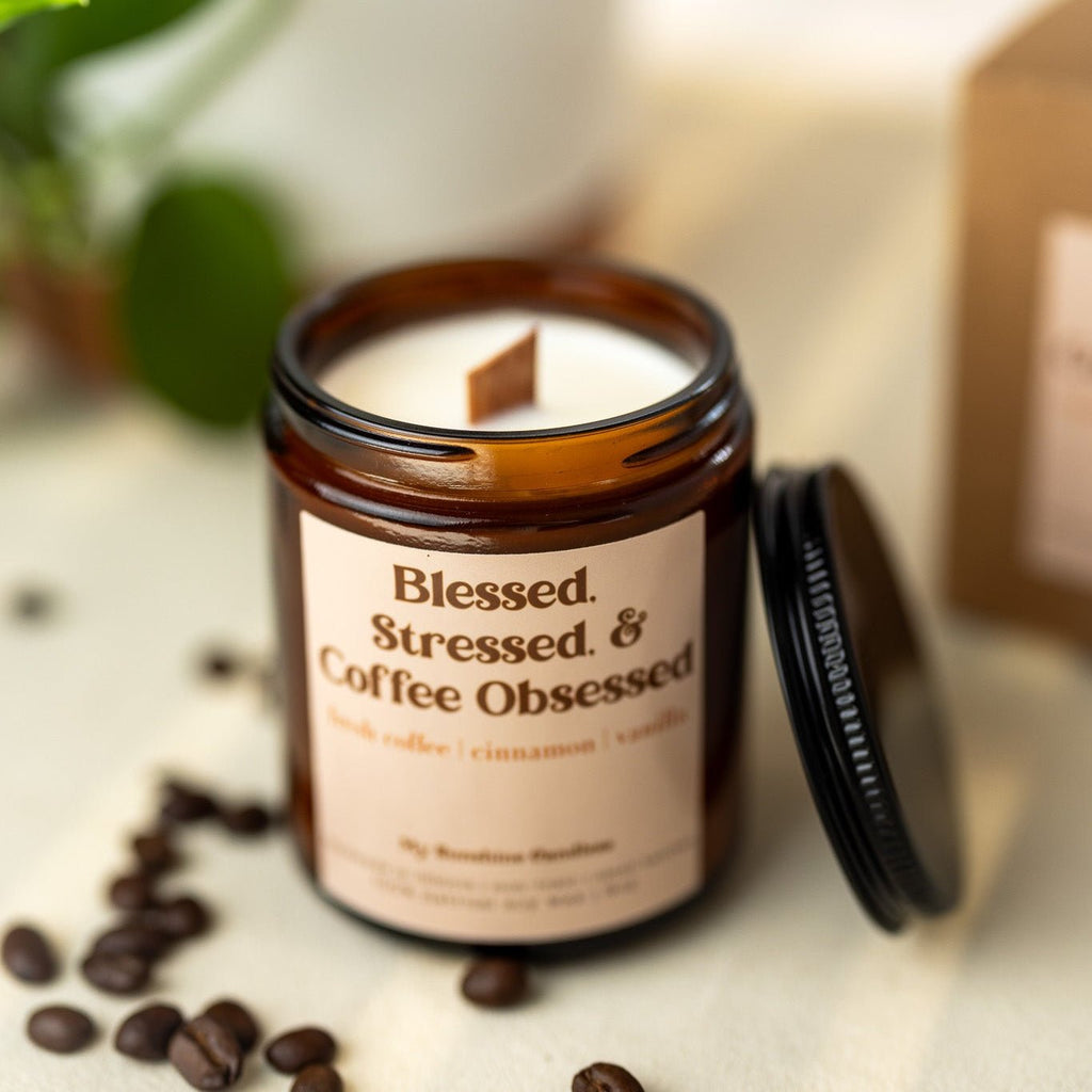 Blessed, Stressed & Coffee Obsessed Soy Candle | 8 oz