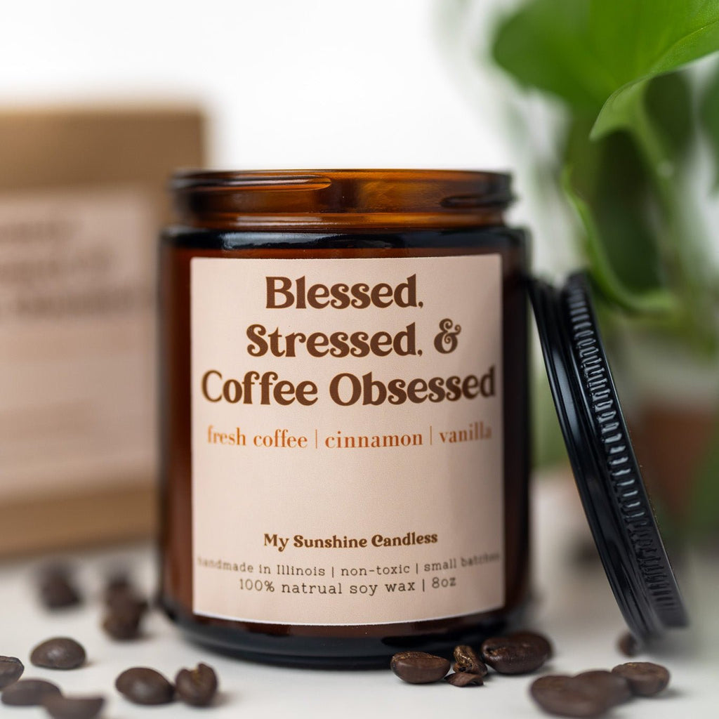 Blessed, Stressed & Coffee Obsessed Soy Candle | 8 oz