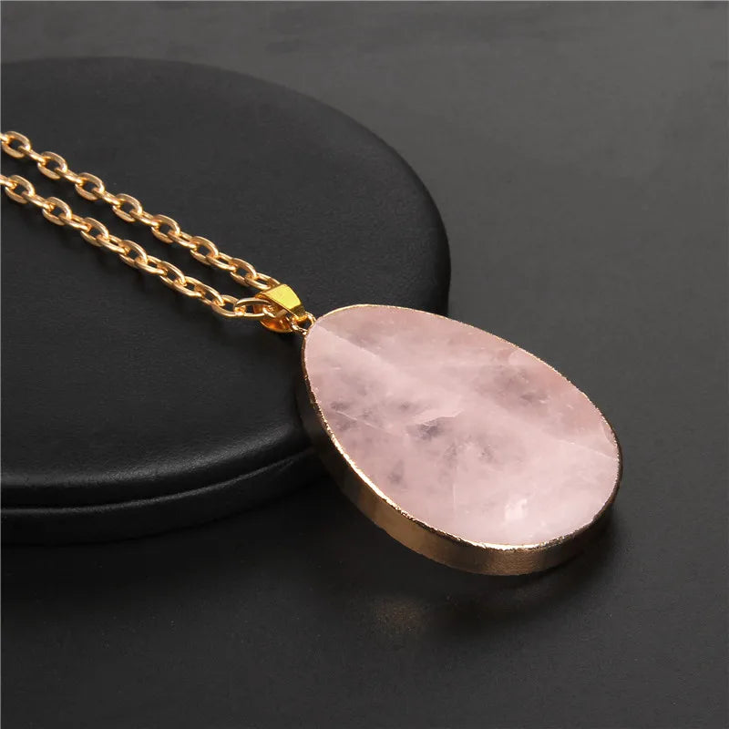 Druzy Crystal Pendant Necklace — Natural Agate & Quartz Gem Charm for Women