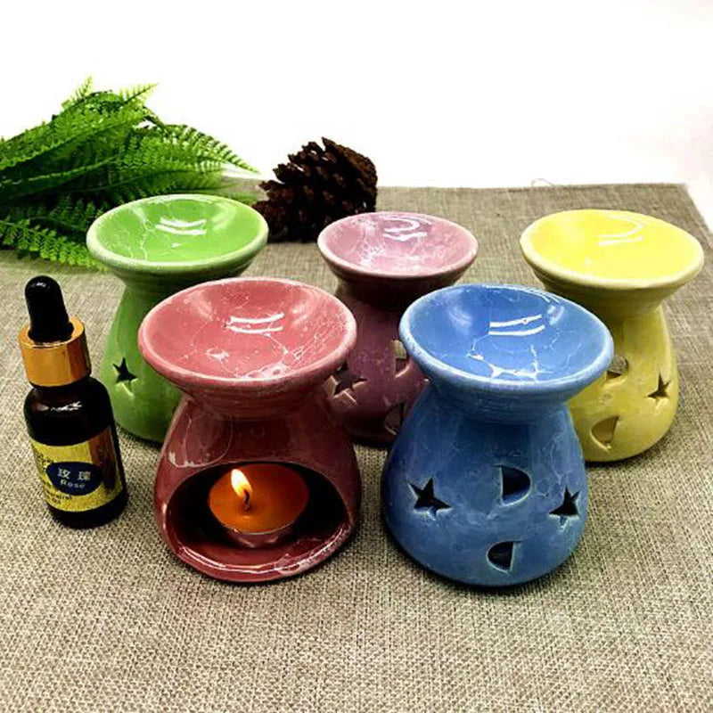 Ceramic Aromatherapy Essential Oil Burner — Candle-Powered Wax Melt Lamp