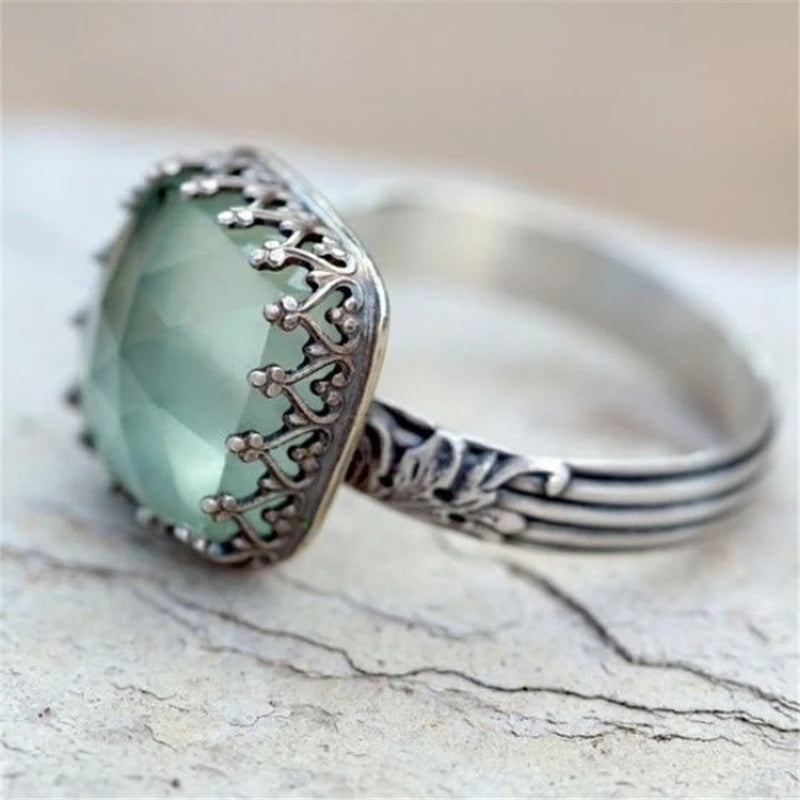 Natural Moonstone Ring | 925 Silver Plated | Pave Setting