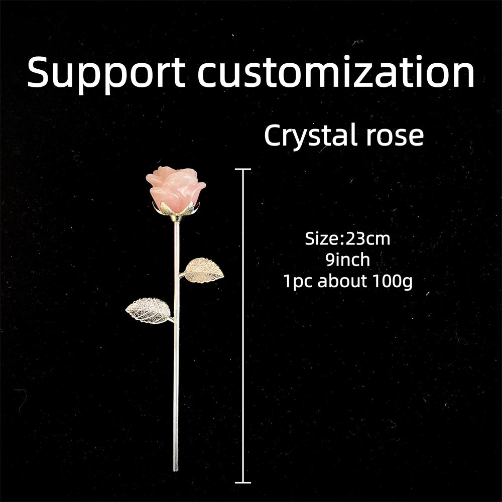 Rose Quartz Crystal Rose | Carved Healing Stone | Home Décor & Gift