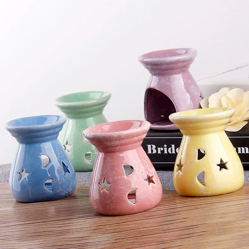Ceramic Aromatherapy Essential Oil Burner — Candle-Powered Wax Melt Lamp