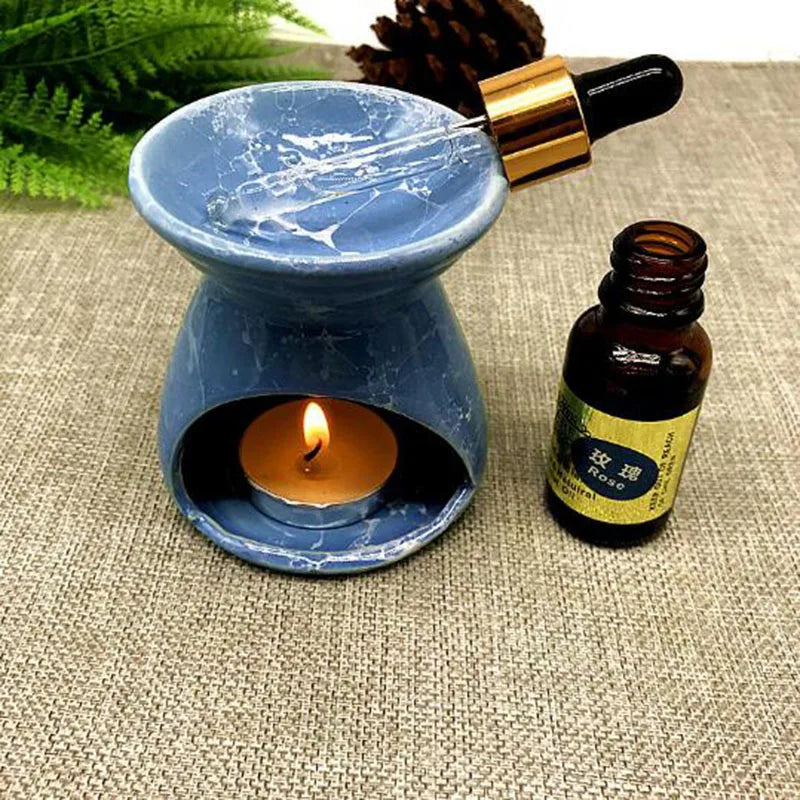Ceramic Aromatherapy Essential Oil Burner — Candle-Powered Wax Melt Lamp