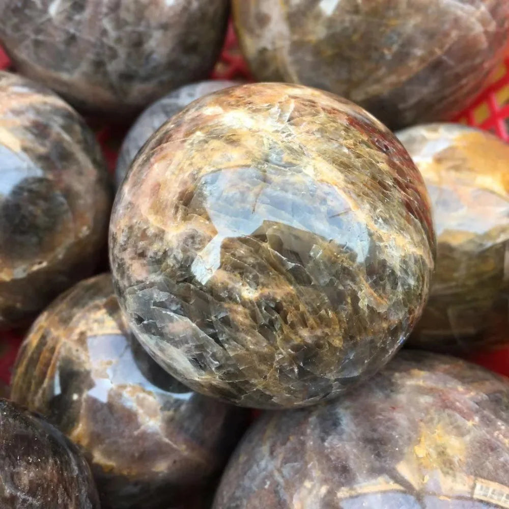 Natural Black Moonstone Sphere | Dark Lunar Magic · Protection & New Beginnings