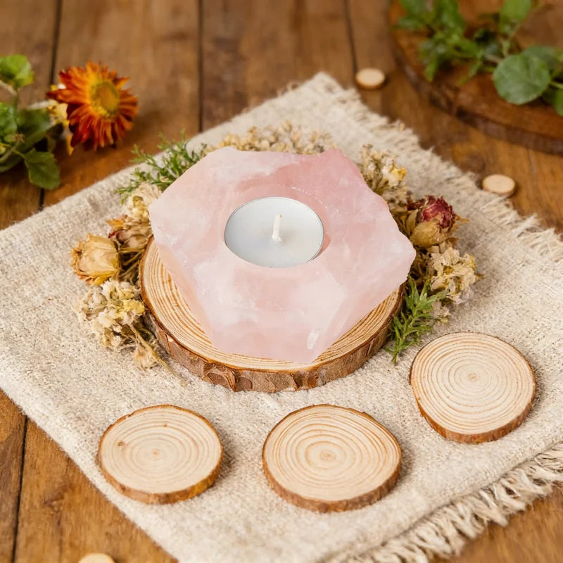Natural Crystal Raw Stone Candle Holder — Healing Crystal Candlestick