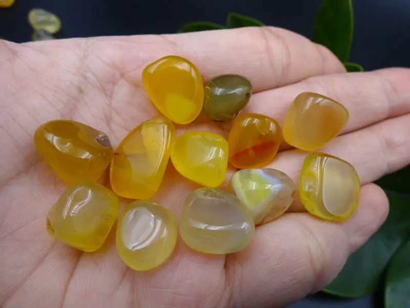 Natural Yellow Agate Polished Gravel — Healing Crystal Stones