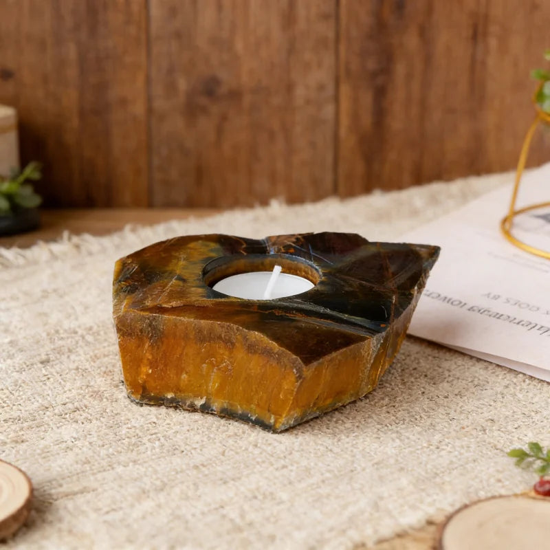 Natural Crystal Raw Stone Candle Holder — Healing Crystal Candlestick