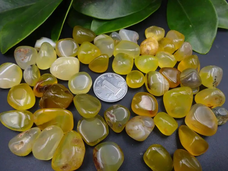 Natural Yellow Agate Polished Gravel — Healing Crystal Stones