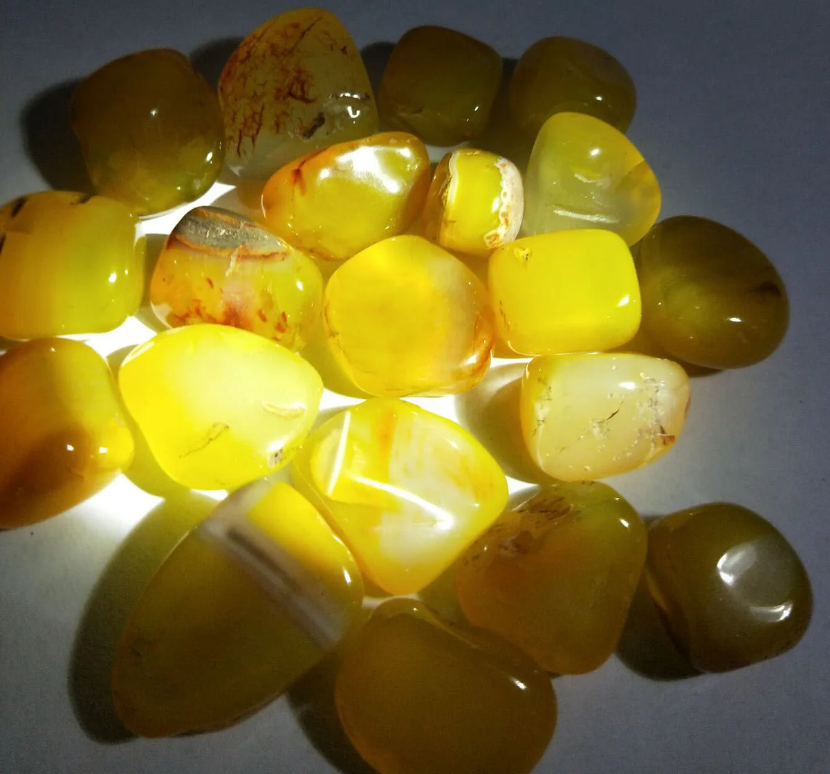Natural Yellow Agate Polished Gravel — Healing Crystal Stones