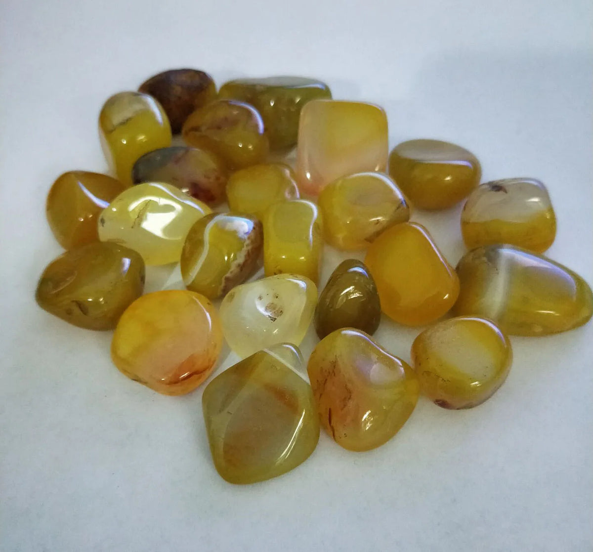 Natural Yellow Agate Polished Gravel — Healing Crystal Stones