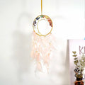 Rose Pink Feather & Chakra Stone Dreamcatcher