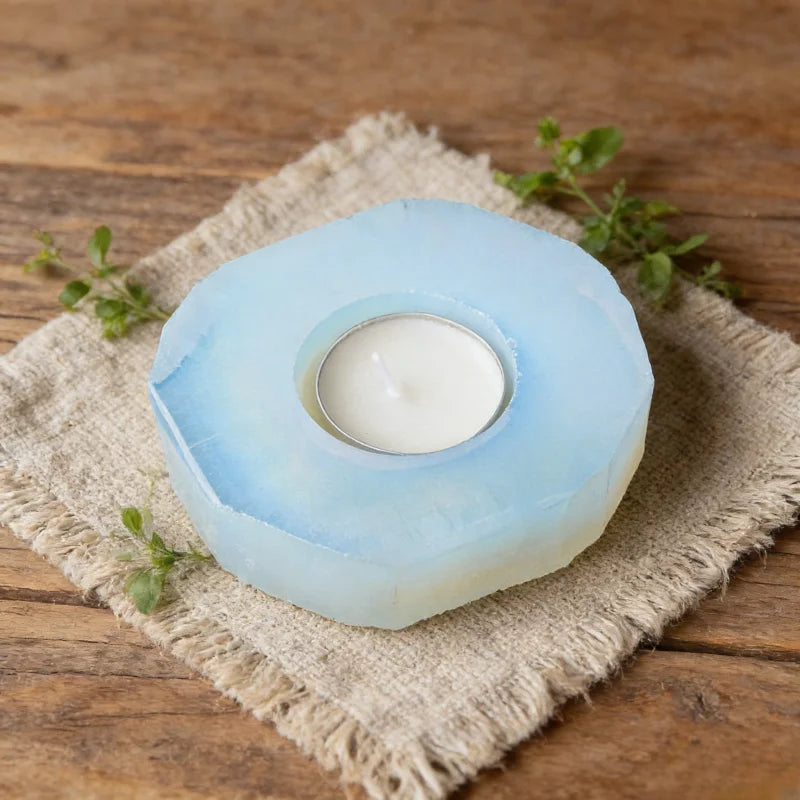 Natural Crystal Raw Stone Candle Holder — Healing Crystal Candlestick