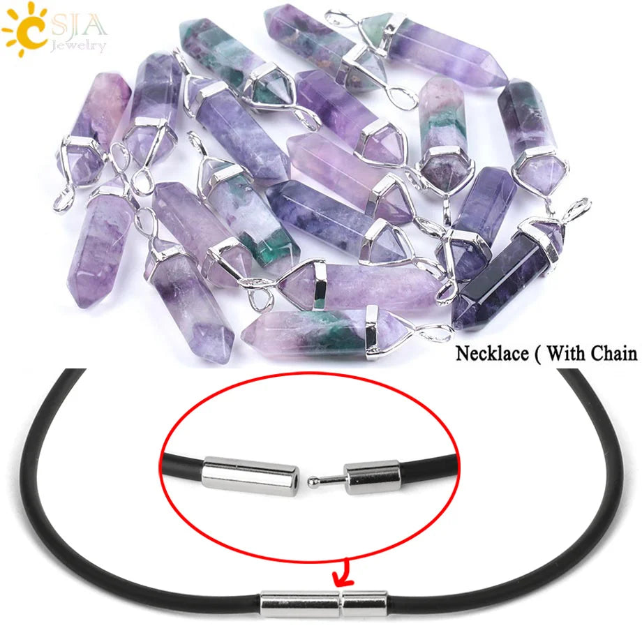 Fluorite Crystal Pillar Necklace