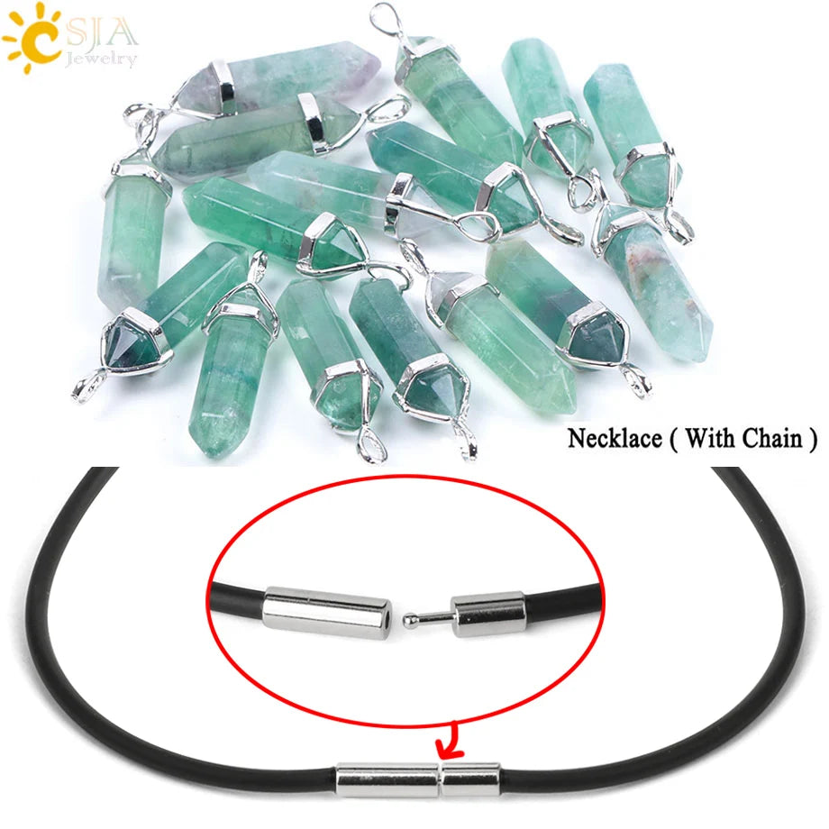 Fluorite Crystal Pillar Necklace