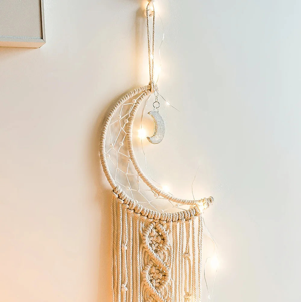 Boho Macrame Moon Dreamcatcher