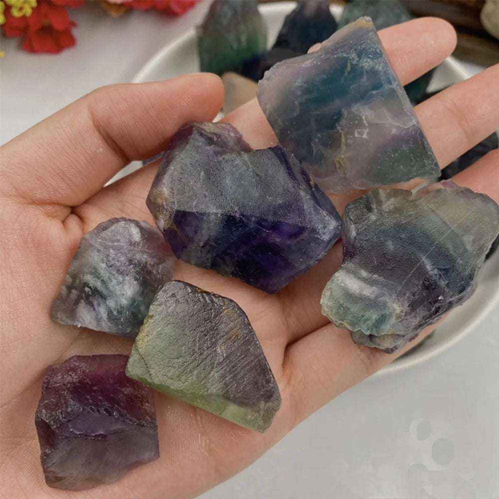 Raw Rainbow Fluorite Rough Stones | Natural Healing Crystal Specimens | 50g & 100g