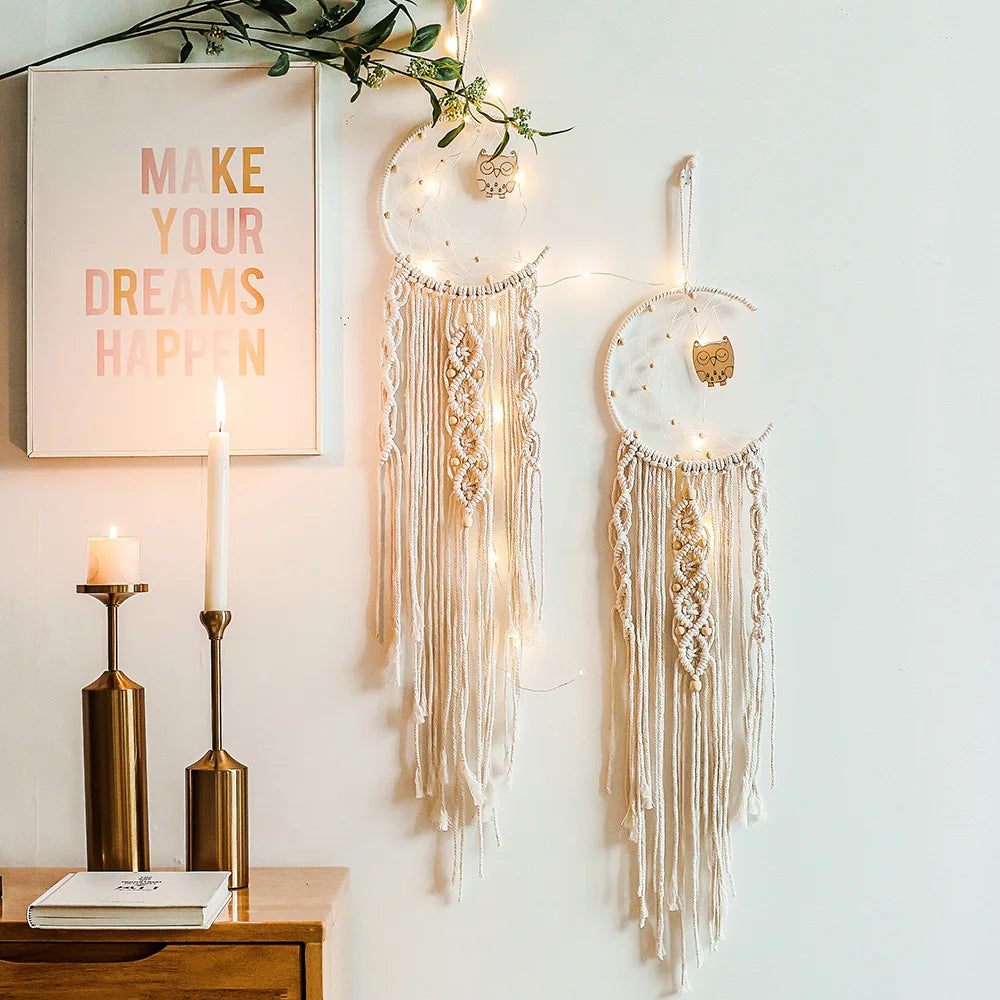 Boho Macrame Moon Dreamcatcher