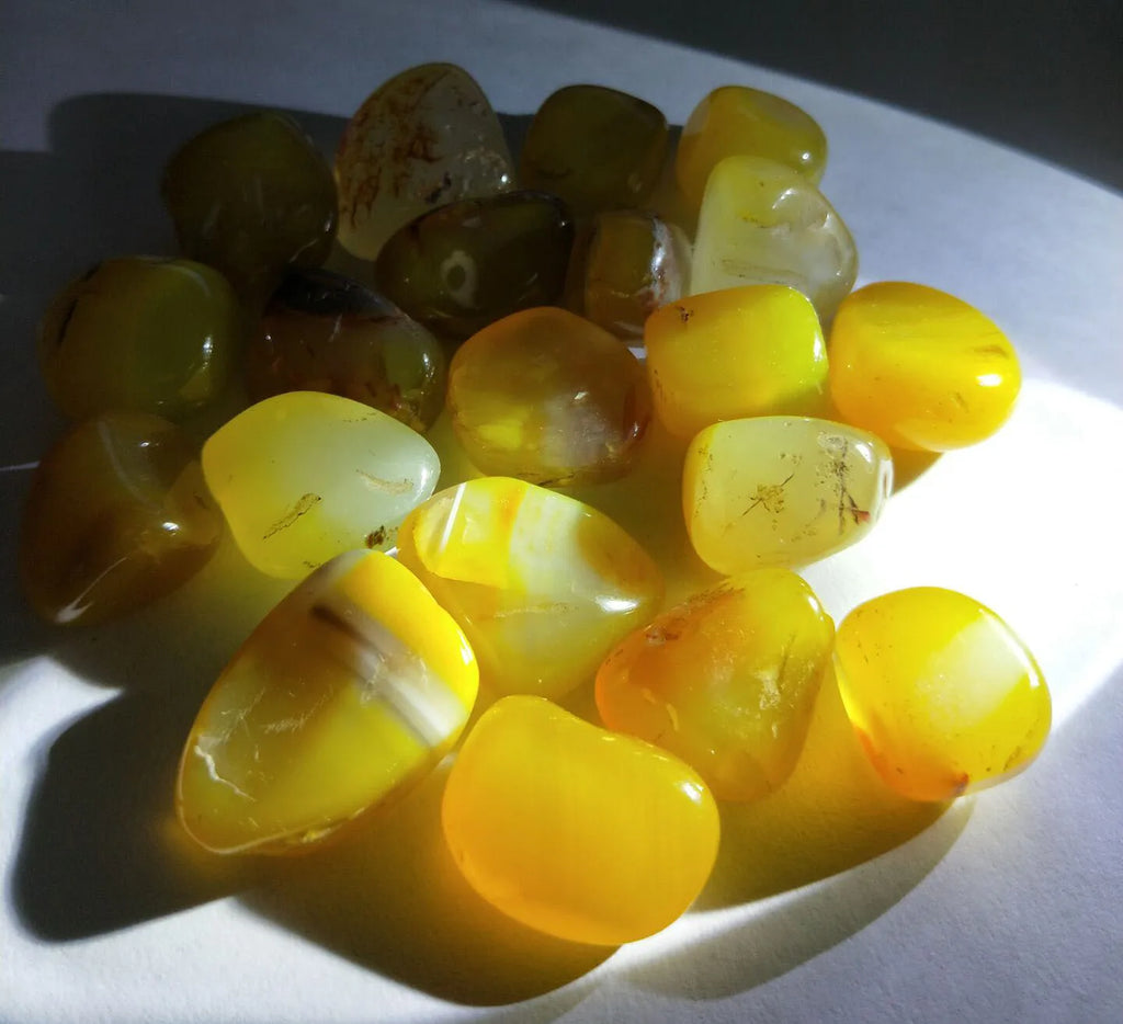Natural Yellow Agate Polished Gravel — Healing Crystal Stones