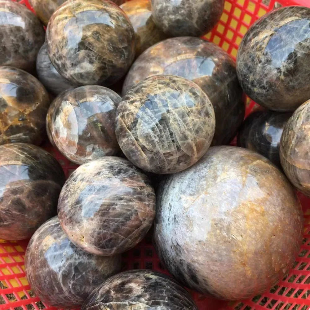 Natural Black Moonstone Sphere | Dark Lunar Magic · Protection & New Beginnings