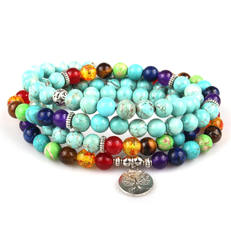 108 Mala Chakra Wrapped Bracelet