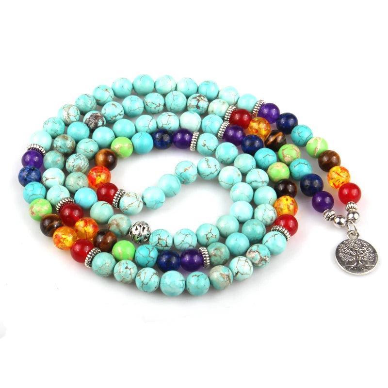 108 Mala Chakra Wrapped Bracelet