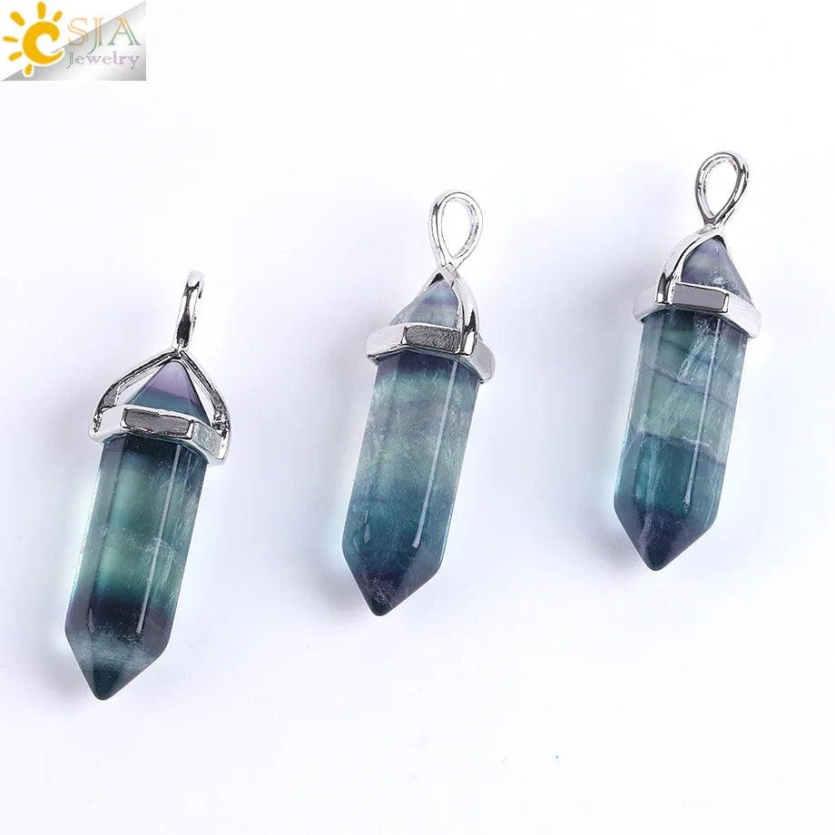 Fluorite Crystal Pillar Necklace