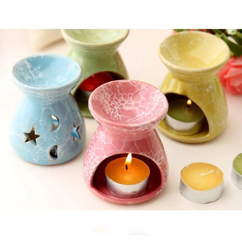 Ceramic Aromatherapy Essential Oil Burner — Candle-Powered Wax Melt Lamp