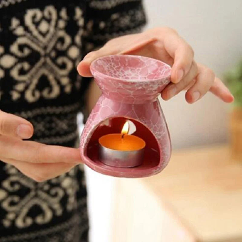 Ceramic Aromatherapy Essential Oil Burner — Candle-Powered Wax Melt Lamp