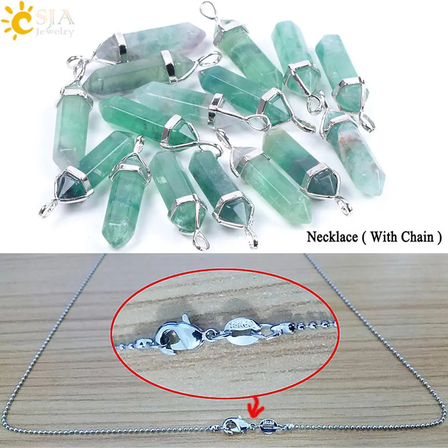Fluorite Crystal Pillar Necklace