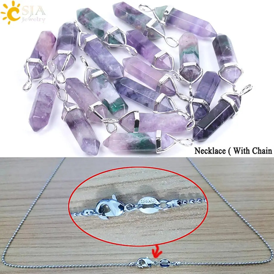 Fluorite Crystal Pillar Necklace