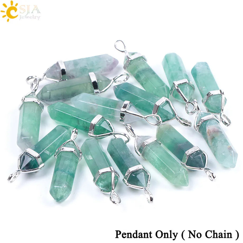 Fluorite Crystal Pillar Necklace