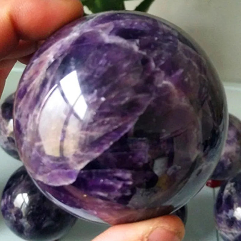 Natural Amethyst Crystal Ball Sphere | Purple Quartz Healing Stone for Home Décor & Chakra