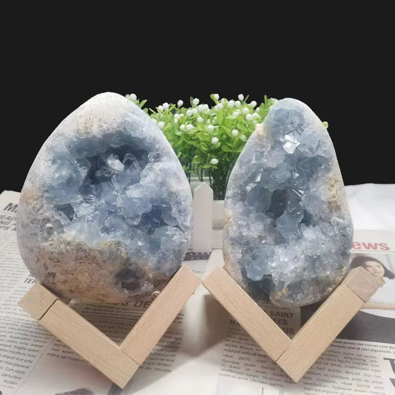 Natural Celestite Geode Cluster — Raw Blue Crystal for Healing, Calm & Home Décor