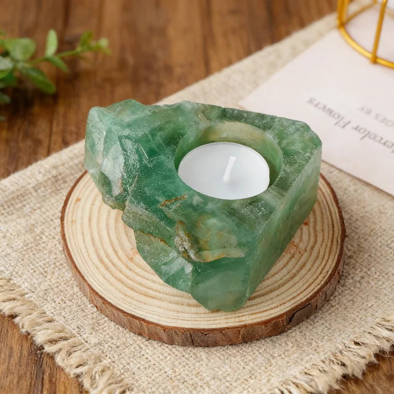 Natural Crystal Raw Stone Candle Holder — Healing Crystal Candlestick