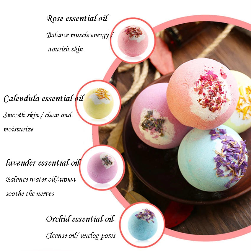 Aromatherapy Essential Oil Bath Salt Balls with Dried Flowers