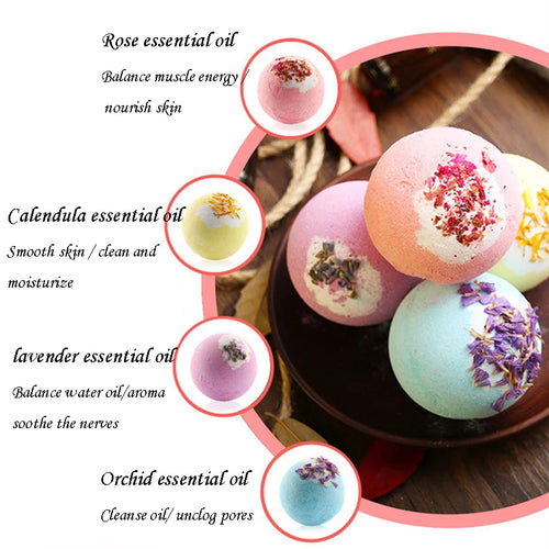Aromatherapy Essential Oil Bath Salt Balls with Dried Flowers