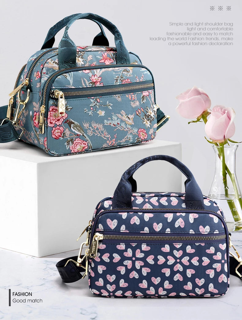 Whimsy Trail Small Printed Nylon Crossbody Bag