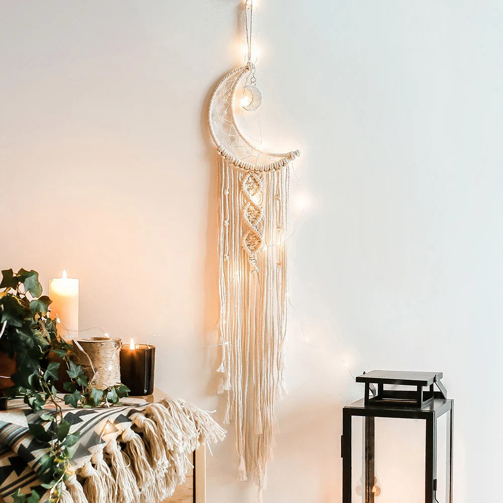 Boho Macrame Moon Dreamcatcher